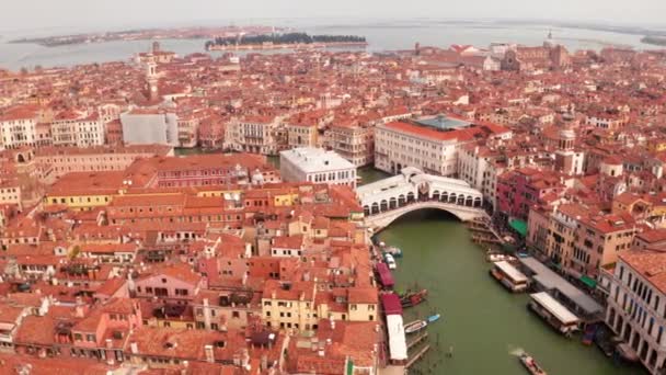 Aerial View Narrow Canals Orange Rooftops Venice Italy Cozy Italian — Stock Video