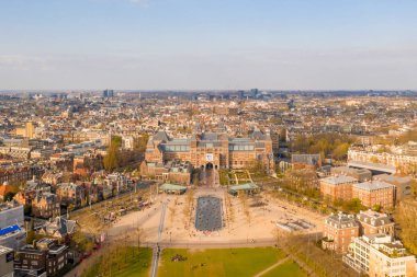 3 Nisan 2019. Amsterdam, Hollanda. Rijksmuseum'un havadan görünümü. Hollanda ulusal müzesi sanat ve tarih emdi.