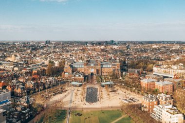 3 Nisan 2019. Amsterdam, Hollanda. Rijksmuseum'un havadan görünümü. Hollanda ulusal müzesi sanat ve tarih emdi.