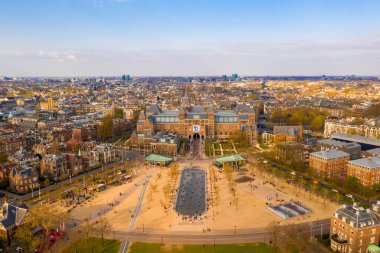 3 Nisan 2019. Amsterdam, Hollanda. Rijksmuseum'un havadan görünümü. Hollanda ulusal müzesi sanat ve tarih emdi.
