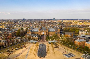 3 Nisan 2019. Amsterdam, Hollanda. Rijksmuseum'un havadan görünümü. Hollanda ulusal müzesi sanat ve tarih emdi.