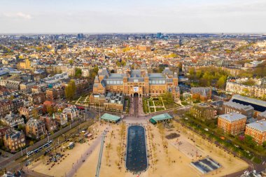 3 Nisan 2019. Amsterdam, Hollanda. Rijksmuseum'un havadan görünümü. Hollanda ulusal müzesi sanat ve tarih emdi. 