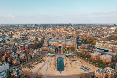 3 Nisan 2019. Amsterdam, Hollanda. Rijksmuseum'un havadan görünümü. Hollanda ulusal müzesi sanat ve tarih emdi. 