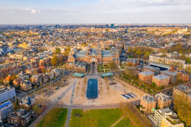 3 Nisan 2019. Amsterdam, Hollanda. Rijksmuseum'un havadan görünümü. Hollanda ulusal müzesi sanat ve tarih emdi.  