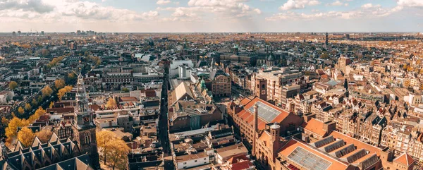 Hermosa Vista Aérea Amsterdam Desde Arriba Con Muchos Canales Estrechos —  Fotos de Stock