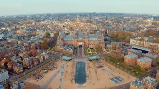 Vista Aérea Amsterdam Paisaje Cerca Famosos Museos Parques — Vídeos de Stock