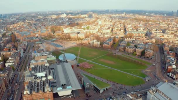 Vista Aérea Amsterdam Paisaje Cerca Famosos Museos Parques — Vídeos de Stock
