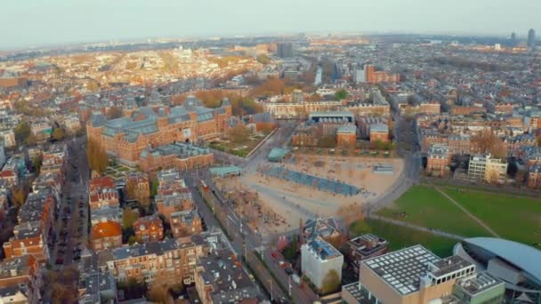 Vista Aérea Amsterdam Paisagem Perto Museus Parques Famosos — Vídeo de Stock