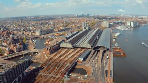 Increíble Vista Aérea Sobre Amsterdam — Vídeos de Stock