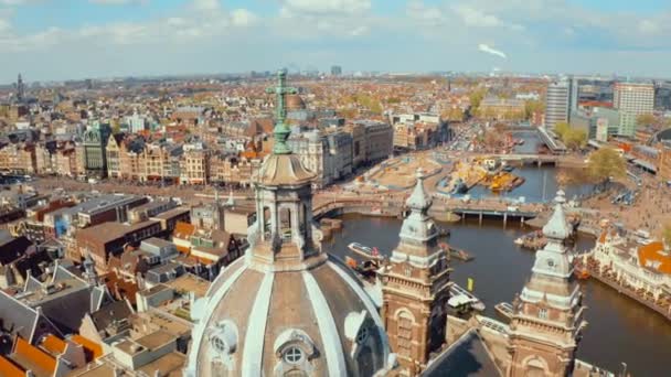 Fantastisk Luftutsikt Över Amsterdam — Stockvideo