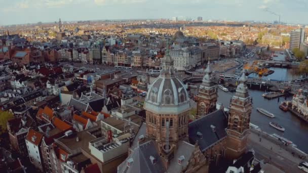 Increíble Vista Aérea Sobre Amsterdam — Vídeos de Stock