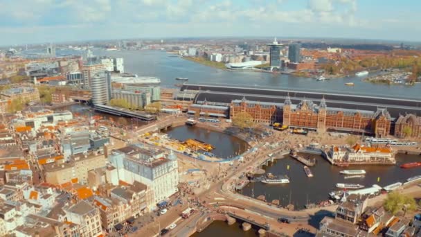 Amsterdam Üzerinde Inanılmaz Hava Görünümü — Stok video