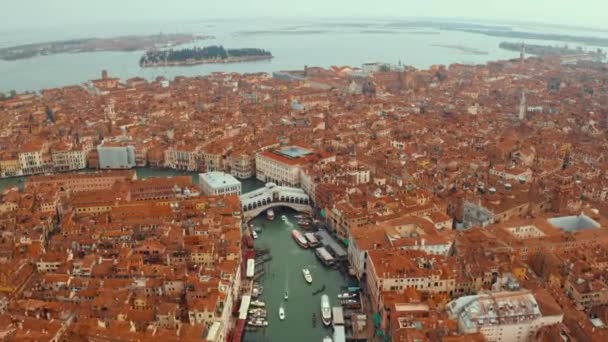 Panorámás Kilátás Híres Canal Grande Híres Rialto Hídra Naplementekor Velence — Stock videók