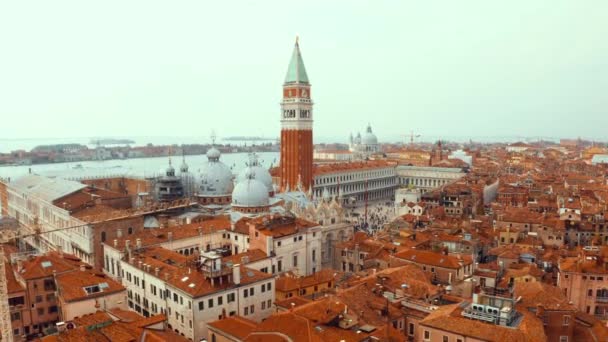 Vista Aérea Mañana Sobre Plaza San Marcos Venecia Italia Hermosa — Vídeo de stock