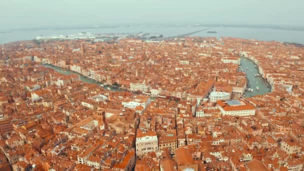 Powietrzny Panoramiczny Widok Słynnego Canal Grande Słynnego Mostu Rialto Zachodzie — Wideo stockowe