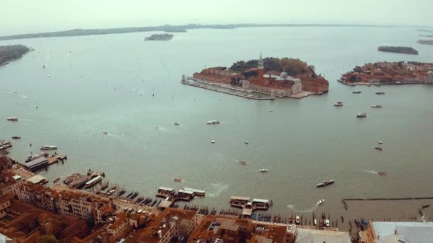 San Giorgio Maggiore Adasında Panoramik Hava Manzarası Venedik Veneto Talya — Stok video