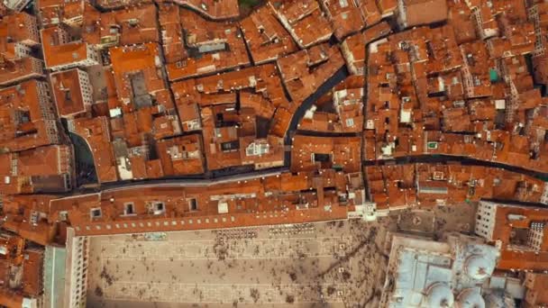 Vista Aérea Panorámica Del Famoso Canal Grande Venecia Puente Rialto — Vídeo de stock