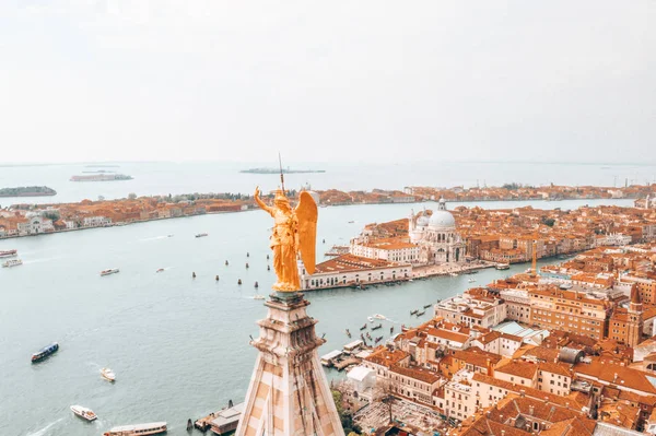 Hermosa Vista Venecia Desde Cima Torre San Marco Ángel Oro — Foto de Stock