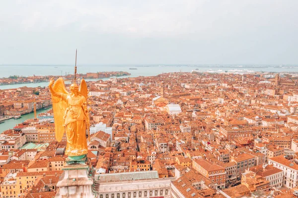 Hermosa Vista Venecia Desde Cima Torre San Marco Ángel Oro — Foto de Stock