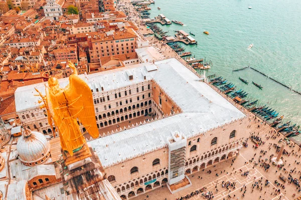 Veduta Aerea Piazza San Marco Piazza San Marco Con Statua — Foto Stock