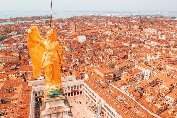Veduta Aerea Piazza San Marco Piazza San Marco Con Statua — Foto Stock