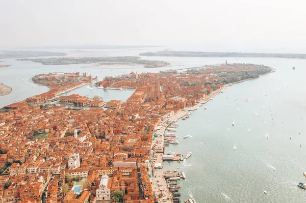 Schöne Venezianische Aussicht Von Oben Orangefarbene Dächer Und Klassische Architektur — Stockfoto