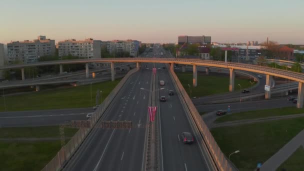 Апреля 2019 Года Рига Латвия Вид Воздуха Южный Мост Наклон — стоковое видео
