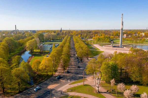 Riga Latvia May 2019 Aerial View Victory Memorial Soviet Army — Stock Photo, Image
