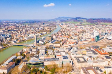 Güzel Salzburg manzara görünümü. Avusturya geleneksel stili