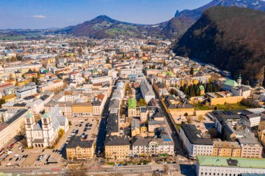 Güzel Salzburg manzara görünümü. Avusturya geleneksel stili