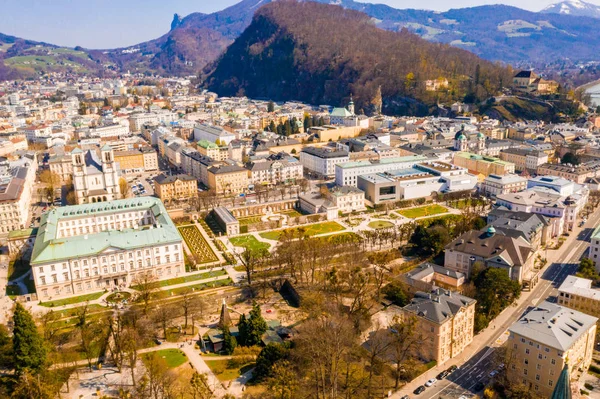 Május 2019 Salzburg Ausztria Légifotó Híres Mirabell Kertekhez Ausztriai Salzburgban — Stock Fotó