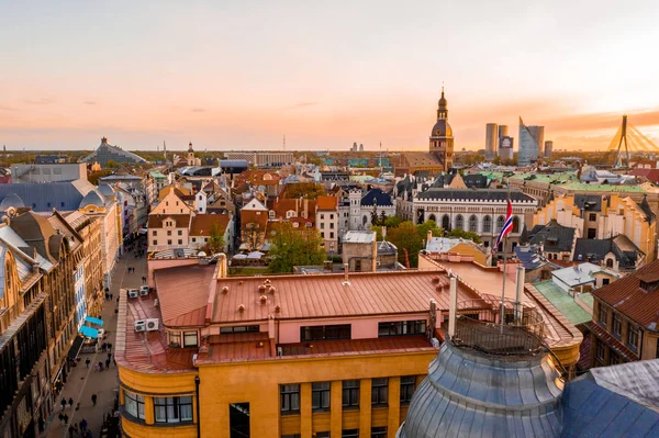 Bella Vista Aerea Riga Sul Centro Storico Statua Della Libertà — Foto Stock