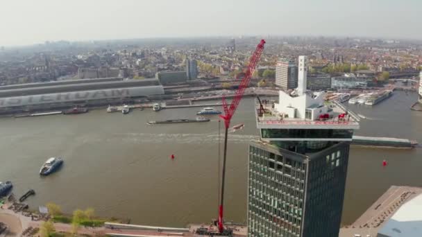 Amsterdam Netherlands April 2019 Aerial View Amsterdam Eye Film Museum — Stock Video