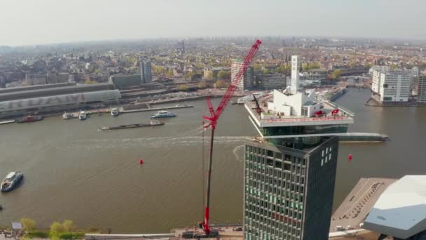 Amsterdam Nederland April 2019 Luchtfoto Van Het Amsterdam Eye Film — Stockvideo