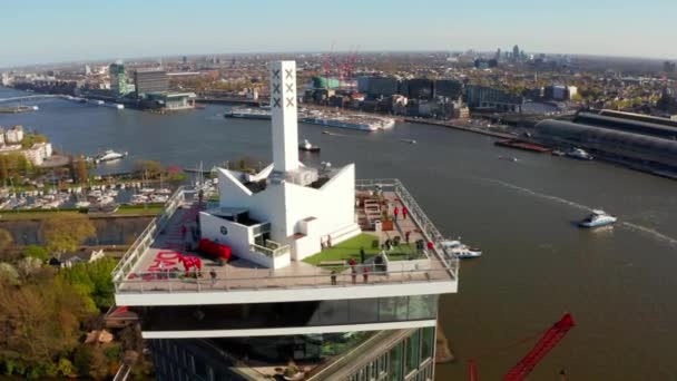 Amsterdam Netherlands April 2019 Aerial View Amsterdam Eye Film Museum — Stock Video
