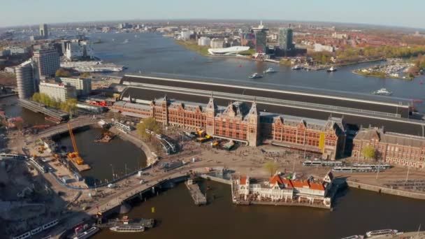 Ámsterdam Países Bajos Mayo 2019 Hermosa Vista Panorámica Estación Central — Vídeos de Stock