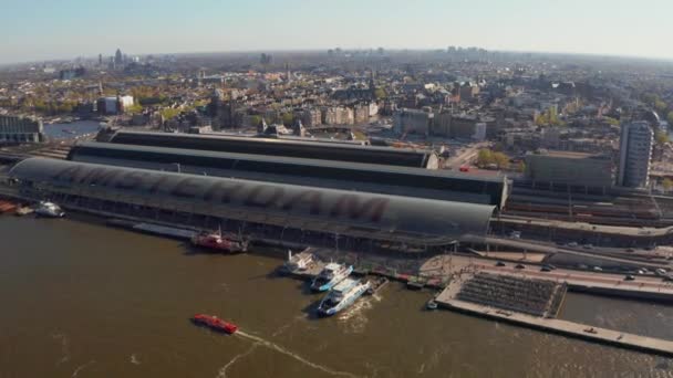 Amsterdam Holandia Maja 2019 Piękny Malowniczy Widok Główny Dworzec Kolejowy — Wideo stockowe