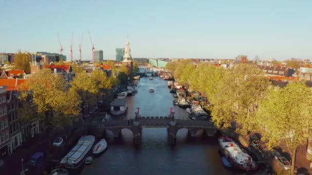 Amszterdam Hollandia Május 2019 Gyönyörű Légifelvételek Amszterdam Keskeny Csatornái Sok — Stock videók