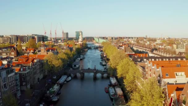 Amsterdam Netherlands May 2019 Beautiful Aerial View Amsterdam Narrow Canals — Stock Video