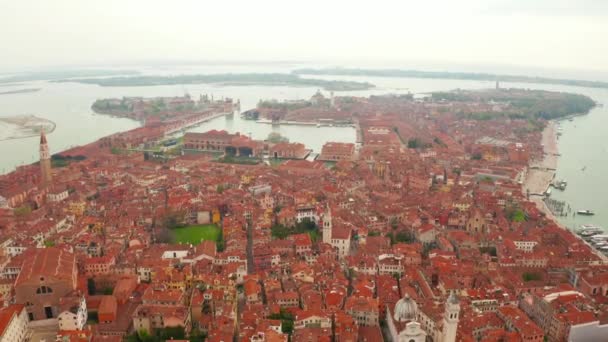 Schöne Luftaufnahme Über Venedig Italien San Marco Plaza Blick — Stockvideo