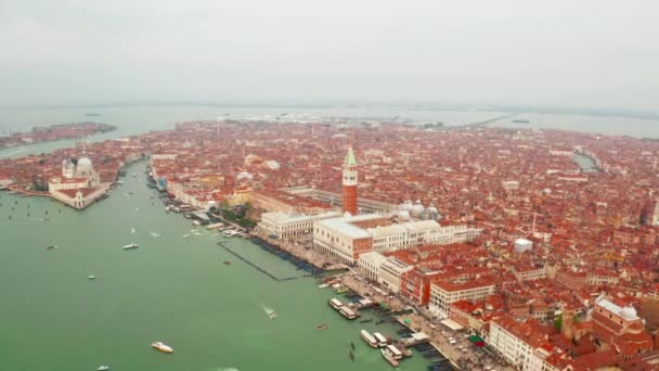 Vacker Flygvy Över Venedig Italien San Marco Plaza View — Stockvideo