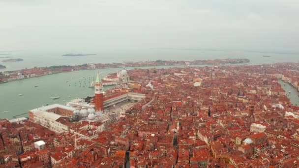 Krásný Letecký Výhled Benátky Itálii Pohled Náměstí San Marco — Stock video