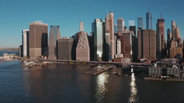 Luchtfoto Van Skyline Van New York City Manhattan — Stockvideo