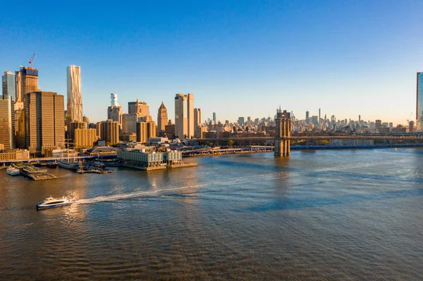 Nova York Nova York Eua Skyline Com Brooklyn Washington Pontes — Fotografia de Stock