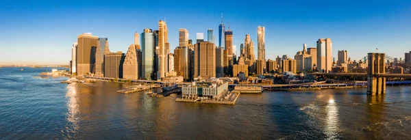 Nova York Nova York Eua Skyline Com Brooklyn Washington Pontes — Fotografia de Stock