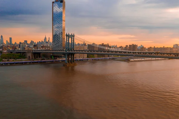 Nueva York Nueva York Estados Unidos Skyline Con Puentes Brooklyn — Foto de Stock