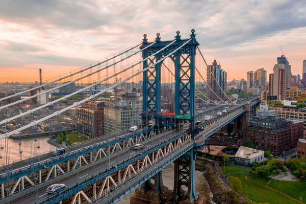 New York Stany Zjednoczone Ameryki Widok Lotu Ptaka Manhattan Bridge — Zdjęcie stockowe