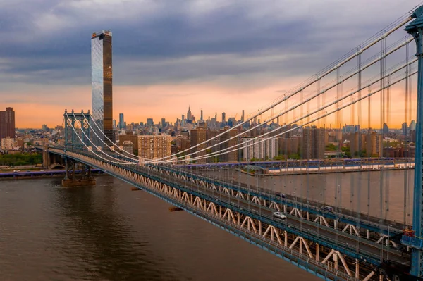 New York Spojené Státy Americké Vzdušný Výhled Manhattan Bridge New — Stock fotografie