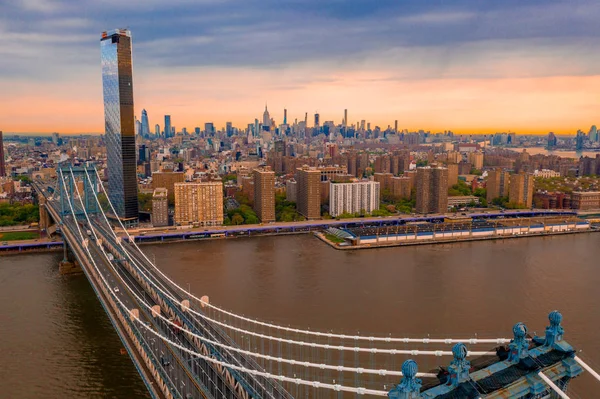 Nueva York Estados Unidos América Vista Aérea Sobre Puente Manhattan — Foto de Stock