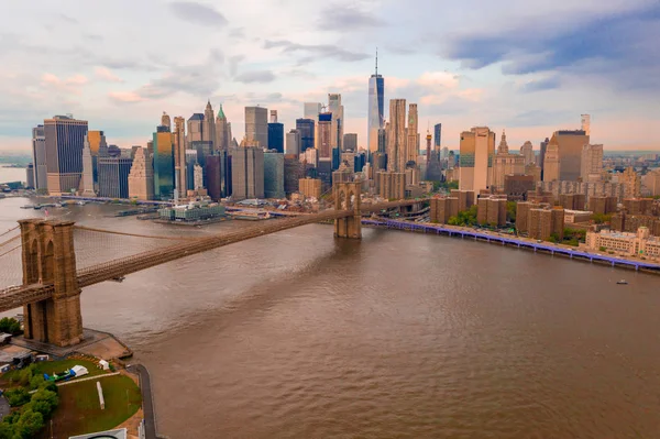 Nueva York Estados Unidos América Vista Aérea Sobre Puente Manhattan — Foto de Stock